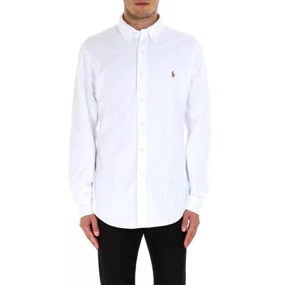 Polo Ralph Lauren Slim-fit Button-down Collar Logo-embroidered Cotton Oxford Shirt In White