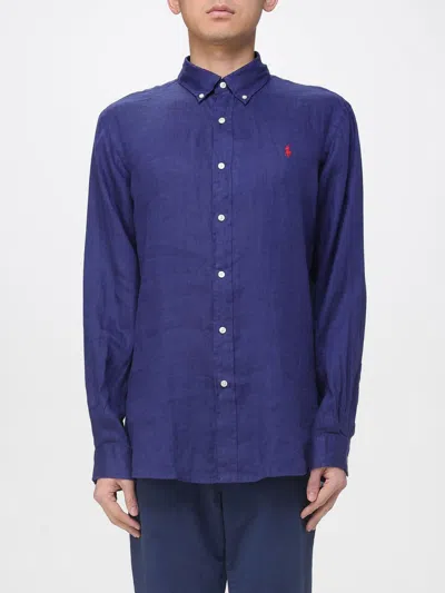 Polo Ralph Lauren Cotton Corduroy Logo Shirt In Blue