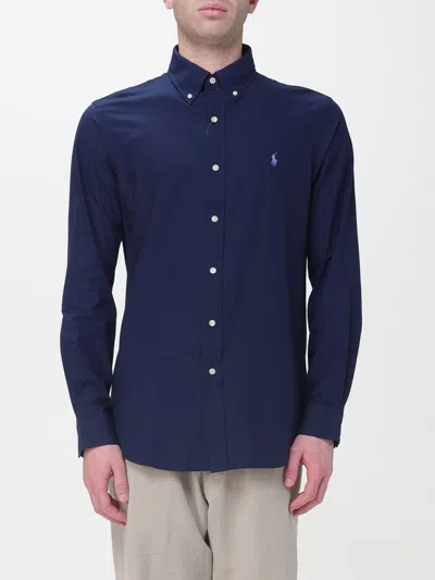 Polo Ralph Lauren Camicia Bd In Popeline Stretch Slim-fit Shirt In Blue