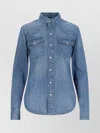 Polo Ralph Lauren Shirt Pointed Collar Buttoned Cuffs Chest Pockets In Blue