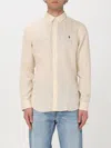 Polo Ralph Lauren Fitted Linen Shirt Collar Buttoned In Beige