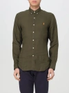 Polo Ralph Lauren Olive Green Cotton Shirt With Signature Polo Pony Motif In Green