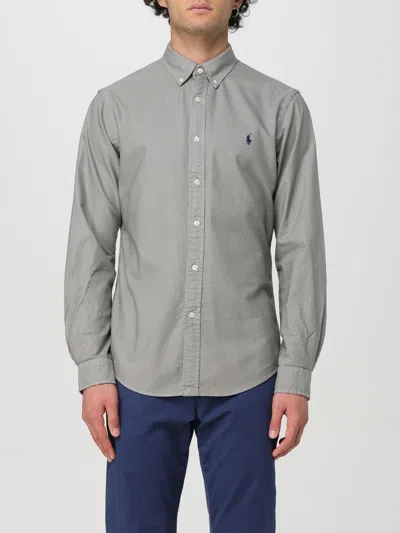 Polo Ralph Lauren Slim Fit Long Sleeve Poplin Button Down Shirt In Grau