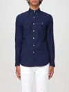 Polo Ralph Lauren Blue Shirt With Button-down Collar And Pony Embroidery On The Front In Navy