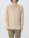 Polo Ralph Lauren Long-sleeved Logo Linen Shirt In Sand