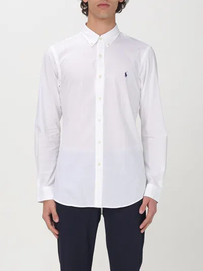 Polo Ralph Lauren Long-sleeved Button-down Shirt With Tailored Fit In White