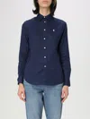 Polo Ralph Lauren Logo-embroidered Linen Shirt In Blue