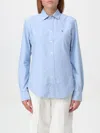 Polo Ralph Lauren Woman Shirt Sky Blue Size Xl Linen In Blau
