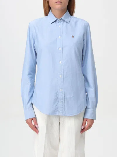 Polo Ralph Lauren Woman Shirt Sky Blue Size Xl Linen In Blau