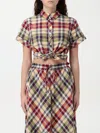 Polo Ralph Lauren Check Cropped Knit Shirt In Bunt