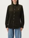 Polo Ralph Lauren Stretch Cotton Velvet Shirt In Green