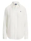 Polo Ralph Lauren Womens Logo-embroidered Short-sleeve Linen Shirt White Xs In White