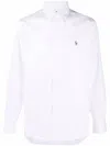 Polo Ralph Lauren Long-sleeve Button-up Shirt With Pointed Collar And Embroidered Logo In White