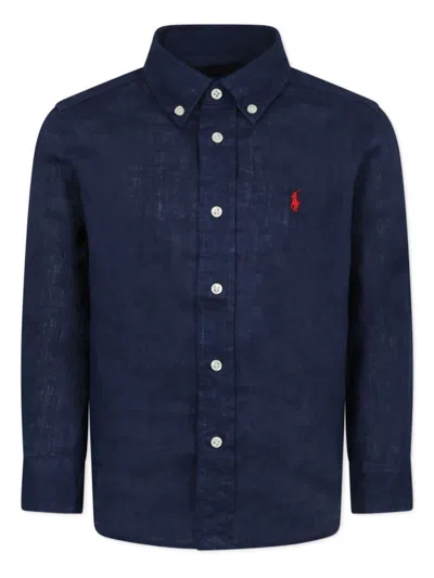 Polo Ralph Lauren Kids' Shirt With Buttons And Logo In Blue