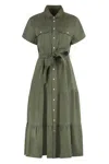 Polo Ralph Lauren Olive Tiered Midi Dress In Green
