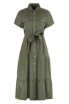 Polo Ralph Lauren Olive Tiered Midi Dress In Green