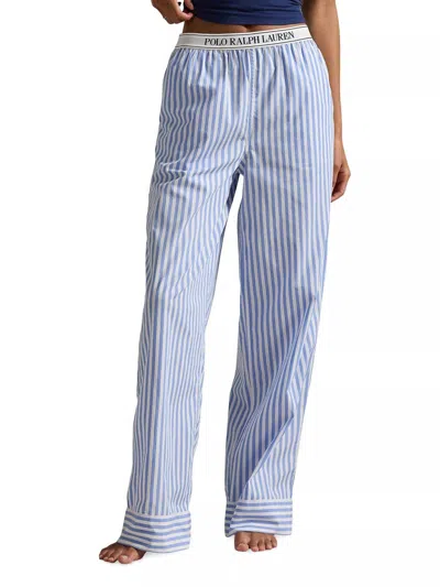Polo Ralph Lauren Shirting Stripes Striped Cotton Pants In White Cloud Hydrangea In Multi