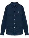 Polo Ralph Lauren Blue Shirt With Pony Detail On The Front In Blue