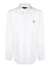 Polo Ralph Lauren Long-sleeve Button-up Shirt With Pointed Collar And Embroidered Logo In White