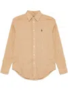 Polo Ralph Lauren Linen Shirt With Logo Embroidery In Beige