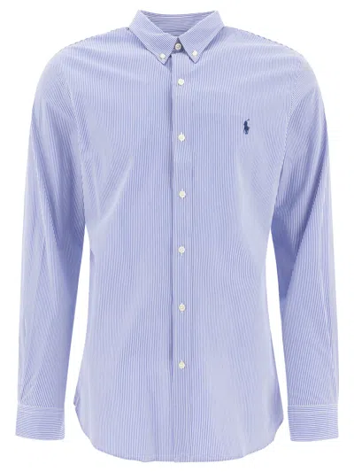 Polo Ralph Lauren Striped Slim Fit Shirt In Blue