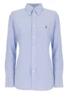 Polo Ralph Lauren Light Blue Shirt With Classic Collar And Pony Embroidery On The Front In Cotton Woman In Blue