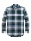 Polo Ralph Lauren Mens White/gree Checked Logo-embroidered Cotton Shirt In Blue