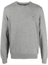 Polo Ralph Lauren Classic Logo Embroidered Rib Sweater In Grey