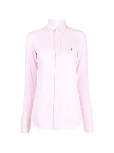 Polo Ralph Lauren Slim Fit Knit Cotton Oxford Shirt In Pink