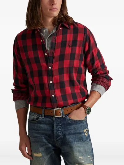 Polo Ralph Lauren Long Sleeve-sport Shirt Clothing In Red