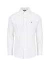 Polo Ralph Lauren Long-sleeve Button-up Shirt With Pointed Collar And Embroidered Logo In White
