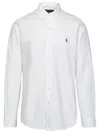 Polo Ralph Lauren Long-sleeve Button-up Shirt With Pointed Collar And Embroidered Logo In White