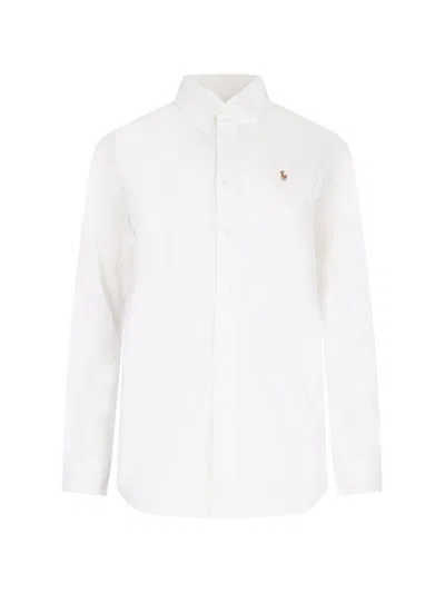 Polo Ralph Lauren Womens Bsr White Brand-embroidered Regular-fit Cotton Shirt