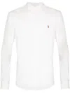 Polo Ralph Lauren Slim Fit White Cotton Shirt With Embroidered Logo In White
