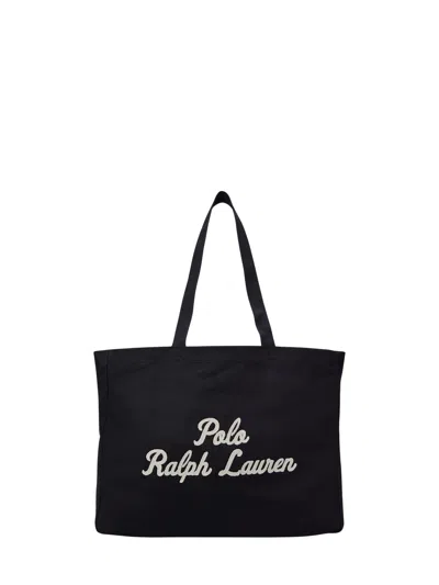 Polo Ralph Lauren Shopping Bag With Print In Black