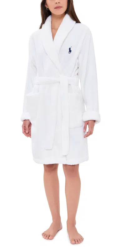 Polo Ralph Lauren Short Bear Printed Back Robe Winter Bear In White