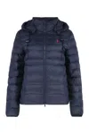 Polo Ralph Lauren Short Down Jacket With Hood In Blue