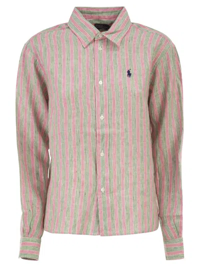 Polo Ralph Lauren Short, Loose Fitting Linen Shirt In Multi