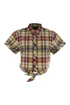 Polo Ralph Lauren Check Cropped Knit Shirt In Multicolor