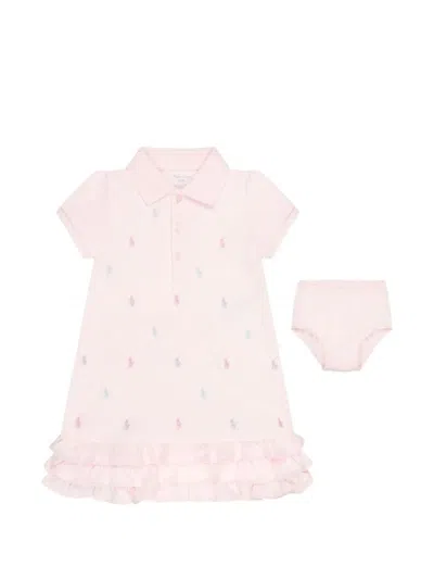 Polo Ralph Lauren Short Sleeve Baby Overall In Pink