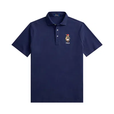 Pre-owned Polo Ralph Lauren Short-sleeve Basic Mesh Novelty Bear Polo 'newport Navy/heritage Bear' | Blue | Me