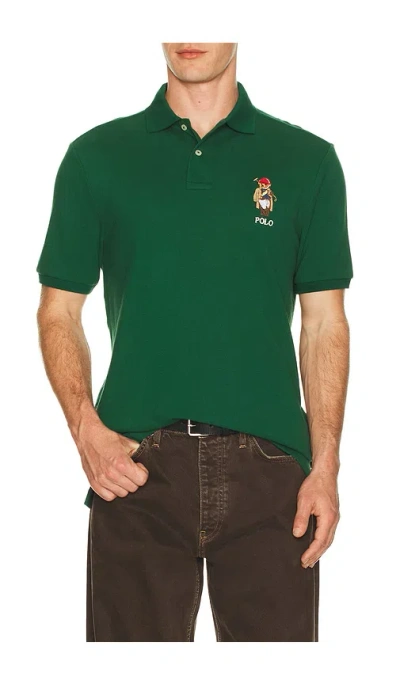 Polo Ralph Lauren Short Sleeve Basic Mesh Novelty Polo Society Bear Polo In Green