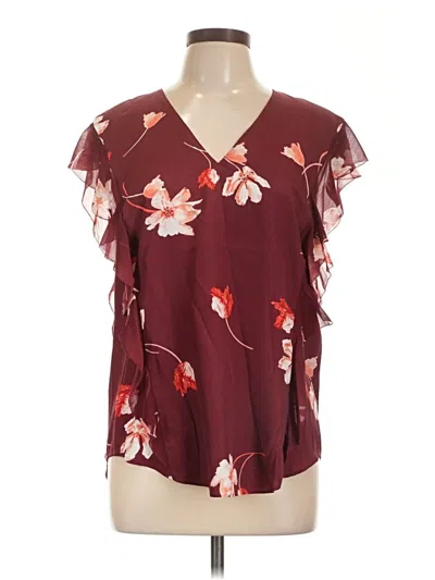 Pre-owned Polo Ralph Lauren Short Sleeve Blouse In Burgundy