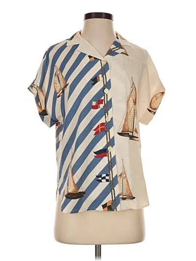 Pre-owned Polo Ralph Lauren Short Sleeve Blouse In Ivory