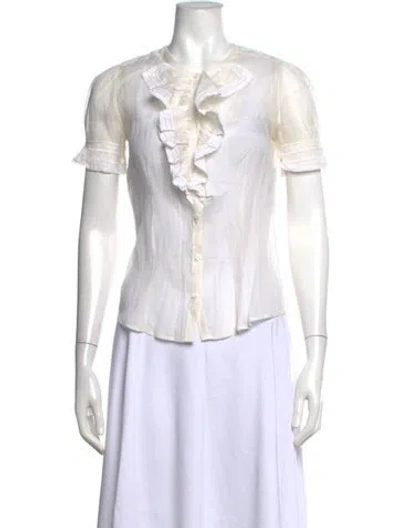 Pre-owned Polo Ralph Lauren Short Sleeve Blouse In Neutrals