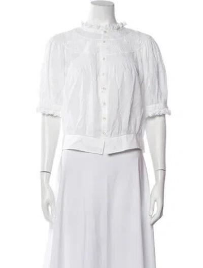 Pre-owned Polo Ralph Lauren Short Sleeve Blouse In White