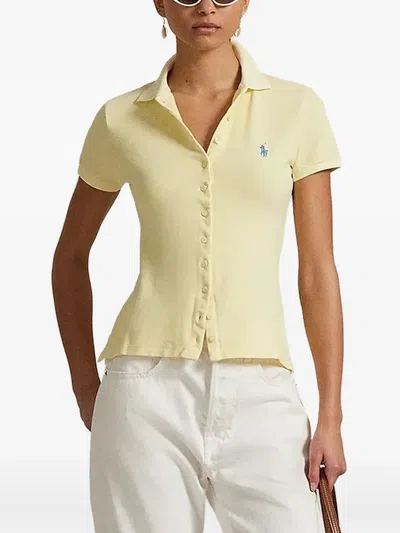 Polo Ralph Lauren Short-sleeve Button Top In Yellow