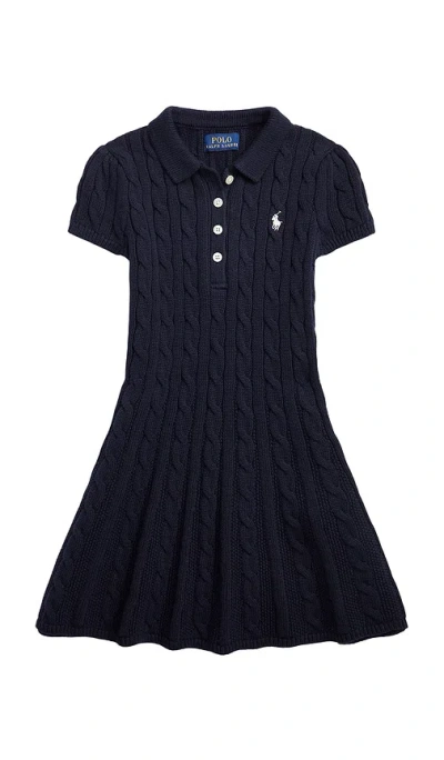 Polo Ralph Lauren Short Sleeve Cable Knit Polo Dress In Black