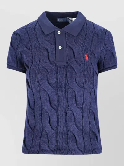 Polo Ralph Lauren Short Sleeve Cable Knit Polo Top In Multi