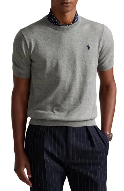 Polo Ralph Lauren Short Sleeve Cotton Crewneck Sweater In Gray